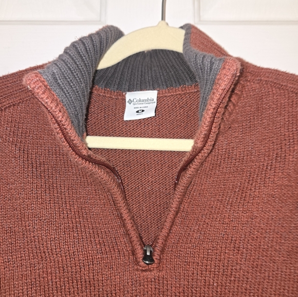 Columbia 3/4 Zip Rust Orange Knit Medium Heavy Sweater - Picture 2 of 9